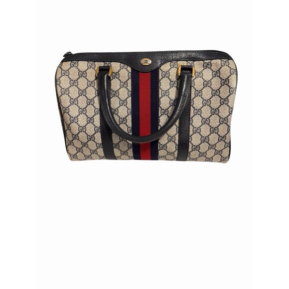 Authentic Vintage GUCCI Navy Boston - GG Monogram Bag - Picture 1 of 16